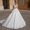 Elegant V-Neck Wedding Dresses Princess A-Line Shine Tulle Bride Robes Beach Party Fluffy Skirt Hem Vestido De Novia Customized 1