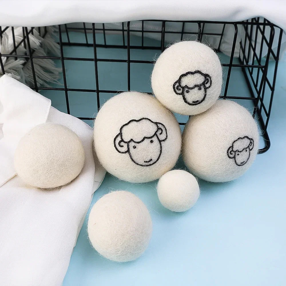 Laundry Ball 6Pcs Reusable Wool Dryer Balls Clothes Softener Laundry Fleece Dryer Ball Kit Home Clothes Washing Machine 3/4/5/6/7cm