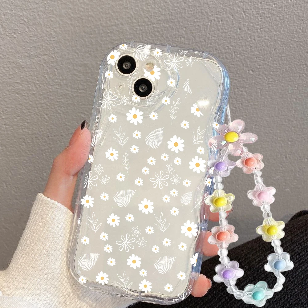 Daisy Floral Chain Silicone Case - Soft Protective Cover