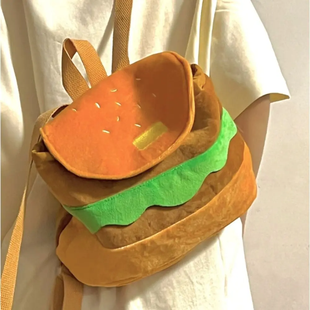 

Book Storage Bags Parent-child Backpack Hamburger Plush Backpack Kids Pack Kindergarten School Bag Cartoon Burger Bag