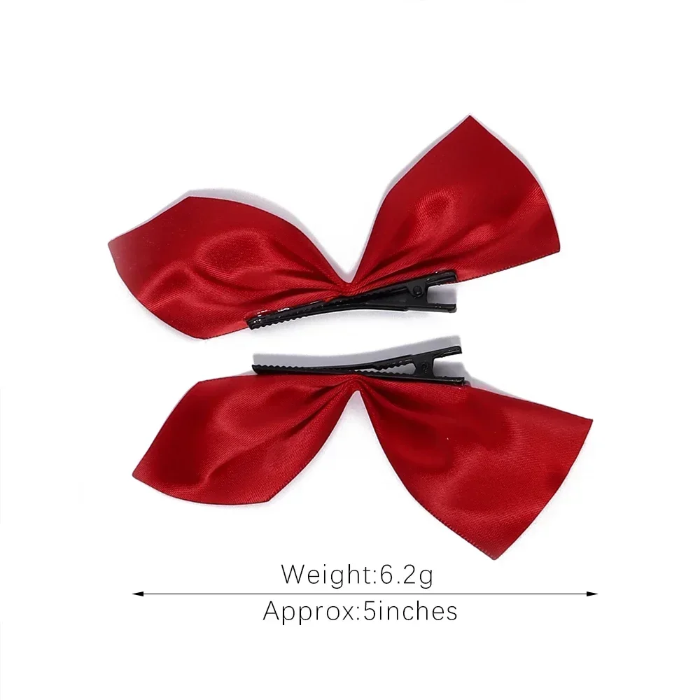 2pcs/sets Vintage Ribbon Hair Bows - Black White Bowknot Hair Clips for Women Girls, Cute Side Barrettes Headdress Accessories