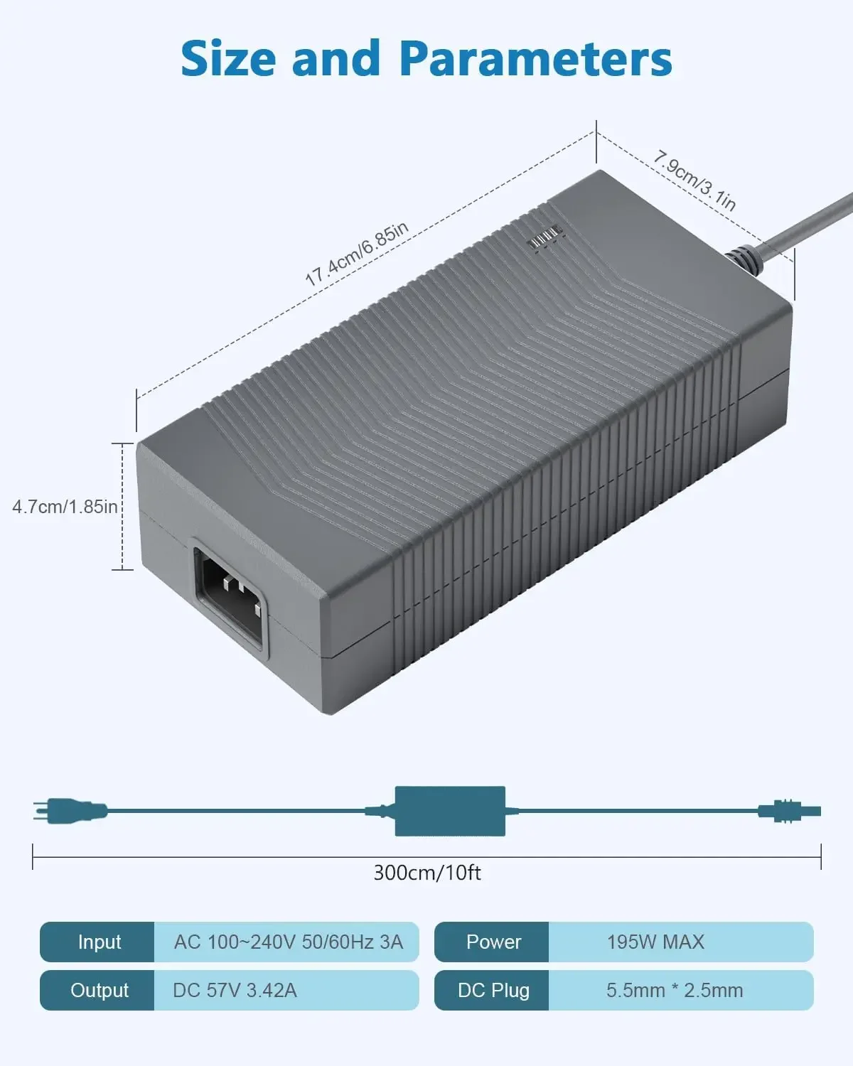 스타링크 3세대 전원 공급 어댑터 57V 3.42A 195W 충전기 100240V AC-DC 전원 어댑터 (스타링크 3세대 액세서리용)