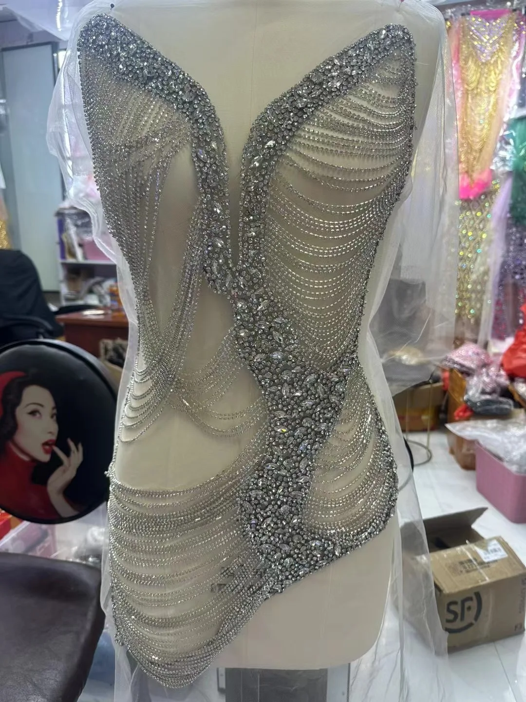 Handmade Beaded Fringe, Bead Rhinestones Motif Hot Fix Coat Waistcoat Wedding Collar wedding bridal dress/party LS03