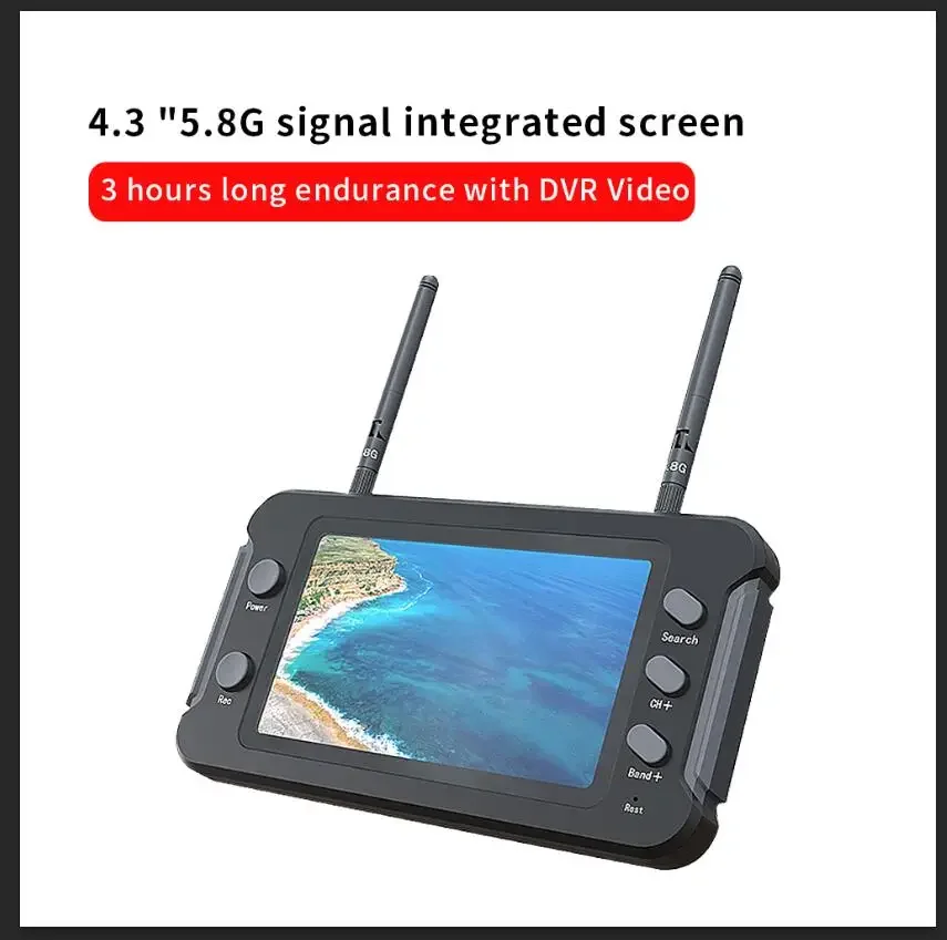 

SoloGood 800*480 5.8G FPV Monitor with DVR 40CH 4.3 Inch LCD Display 16:9 NTSC/PAL Auto Search Video Recording