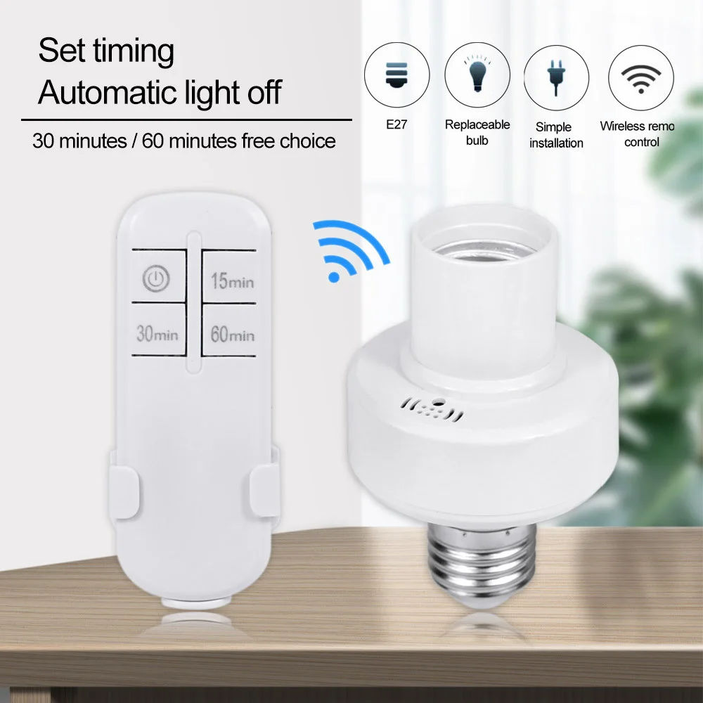Wireless Remote Control Smart Timer Switch E27 Lamp Holder 220V House Multi Light Switch Bedroom Smart Timer ON/Off Switch