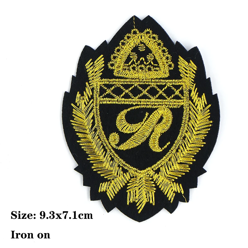 2 Stück Mode Schild goldene silberne Löwe Biene Anker Symbol gestickte Applikation für Kleidung DIY Eisen auf Patches auf dem Aufkleber – Detail 5