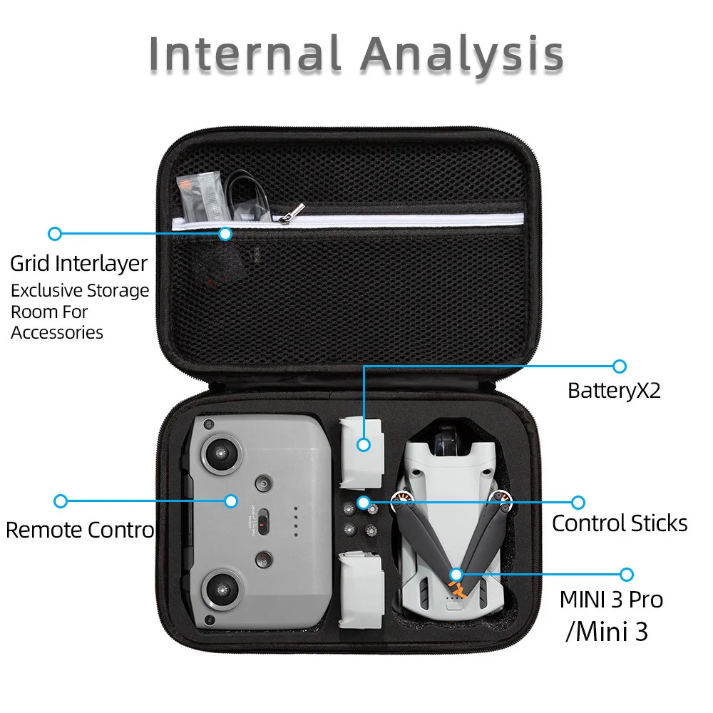 Storage Bag For DJI Mini 3 Pro Drone Remote Controller Handbag Carrying Case for DJI Mini 3 Drone Accessories Portable Box drone accessories drone storage bag drone storage case