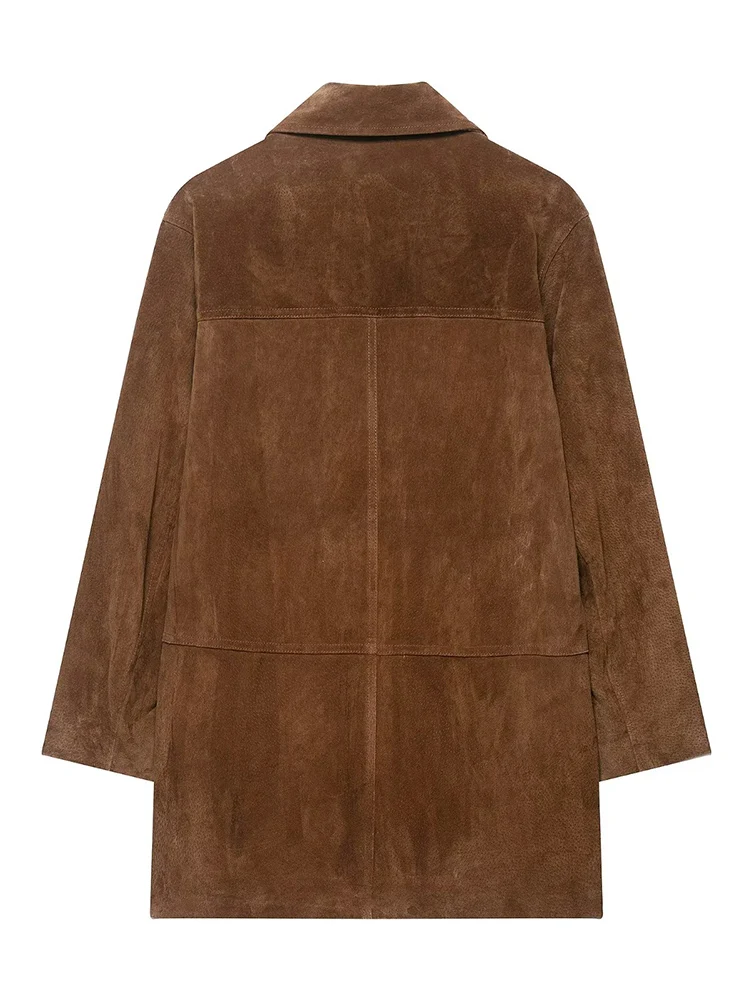 2025 Autumn New Long Jackets For Women Lapel Long Sleeve Single-Breasted Jacket Coat Vintage Loose Lady Outerwears Street