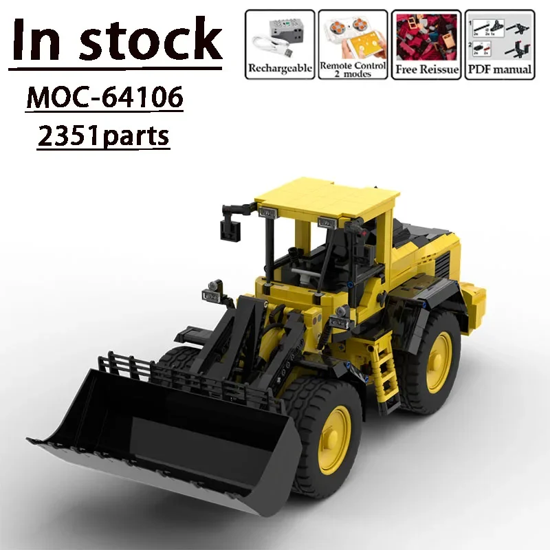 Moc-64106 Rc Electric 4X4 Wheel Loader Assembly Building Block Model; 2351 Parts Building Blocks Kids Birthday Custom Toy Gift