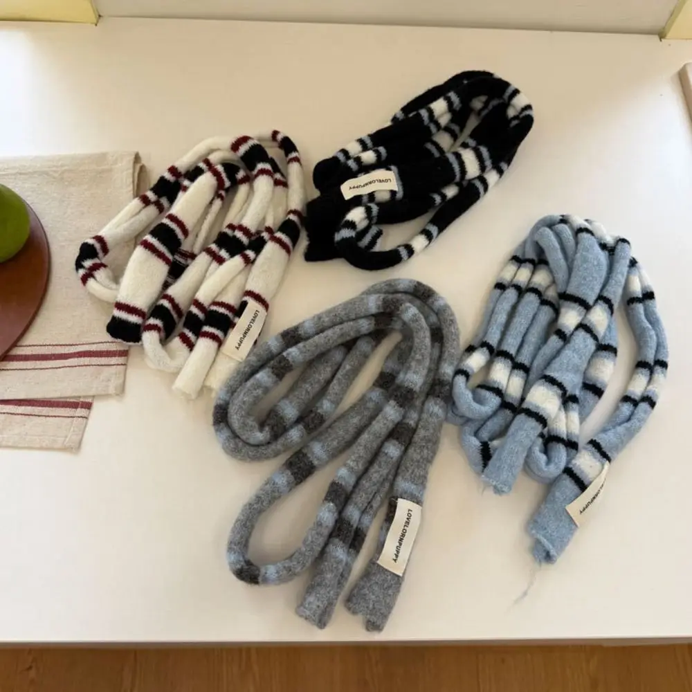 Soft Polyester Striped Skinny Scarf for Women