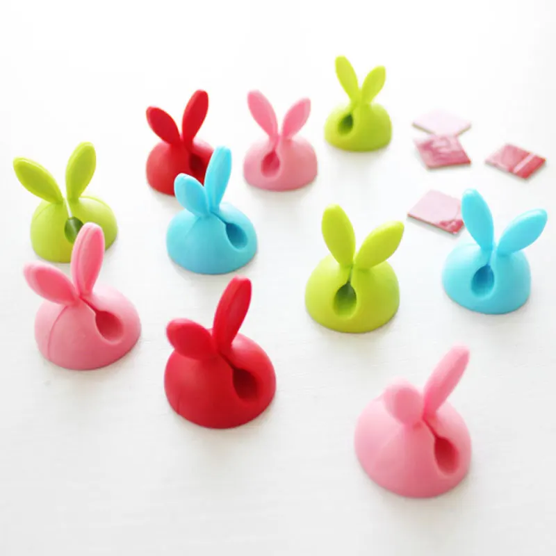 Winder Wrap Cord Cable Storage Desk Set Rabbit Shaped Wire Clip Organizer Space Saving Desk Accessories Office Supplies 4pcs/bag