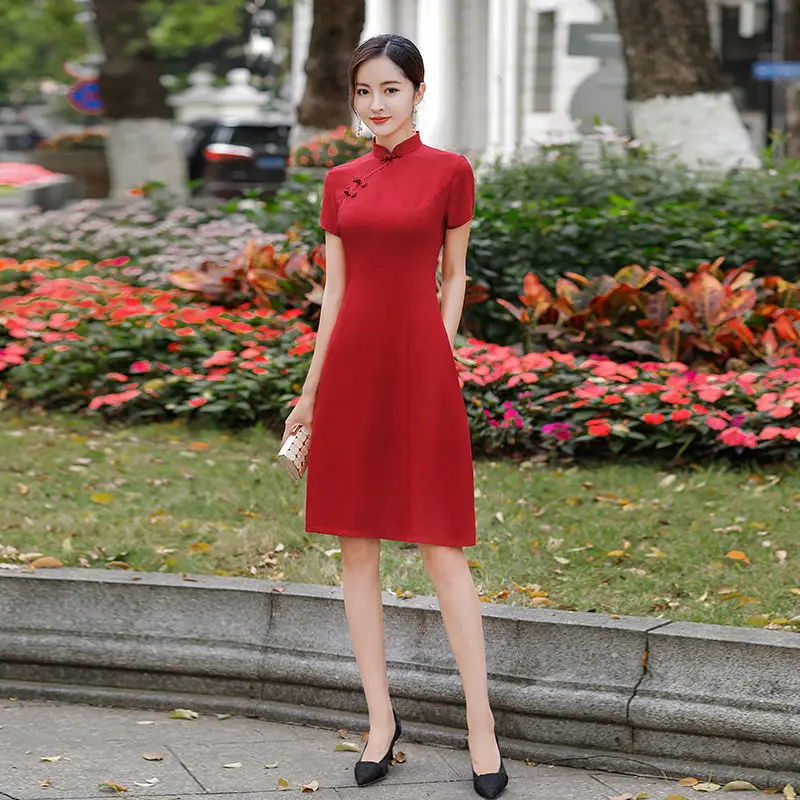 asian style party dresses Chinese dress Retro Printed Chinese Dresses Qipao Side slit Asian Theme Party Cosplay Dresses for women girls paragraph Chinese wind