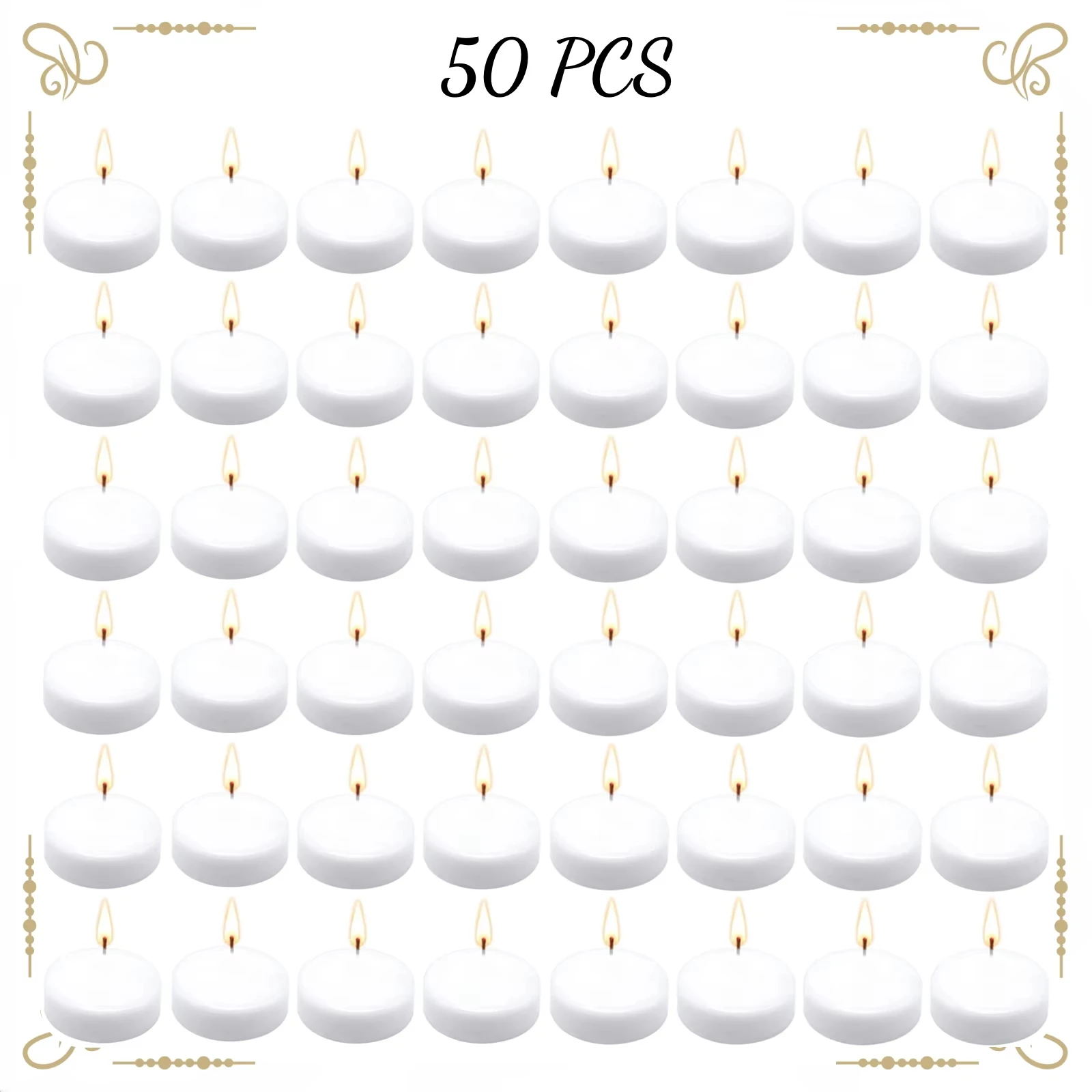 Candele galleggianti da 7,6 cm, confezione da 12/24/36/36, colore bianco/oro/rosso, candele galleggianti a lunga durata e senza fumo per matrimoni, compleanni, piscina, vacanze e decorazione della