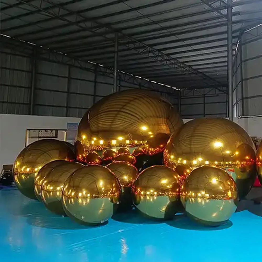 Iridescent Poly Giant Inflatable Mirror Balls Inflatable Mirror Sphere Metallic Balloon For Party Wedding Stage Decoration