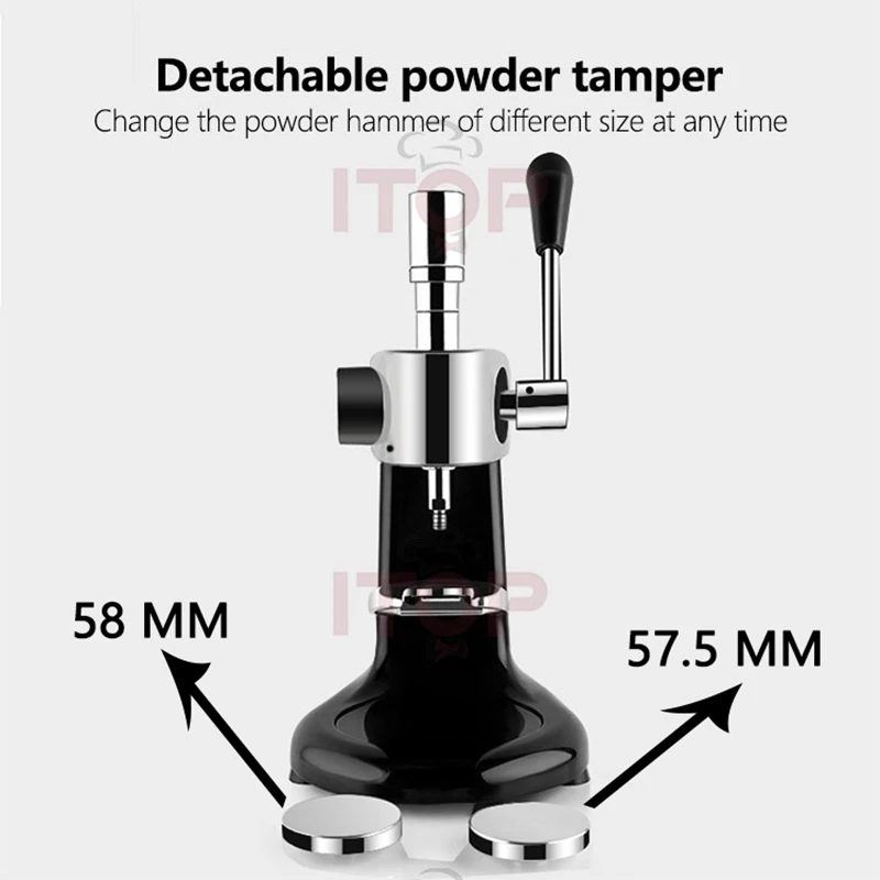 ITOP 57.5mm/58mm Coffee Tamper Manual Flat Tamper Espresso Quantitative Labor Saving Coffee Tool with 2 Sizes coffee adapter parts