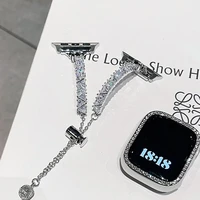Bracelet de luxe en diamant Zircon pour Apple Watch série 11 10 9 8 7 6 SE UItra iWatch 49/46/45/44/42/41/40/38mm, Bracelet en métal 6