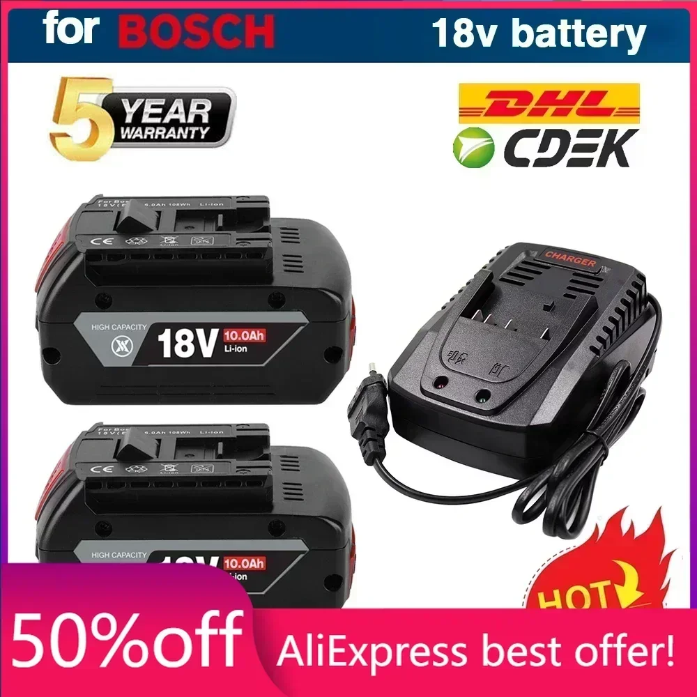 

NEW For BOSCH Authentic 18V 10Ah LITHIUM-ION BATTERY GBA 18V 10Ah 18V Professional GBA GSR GSB BAT618 BAT609 w/Fuel Guage