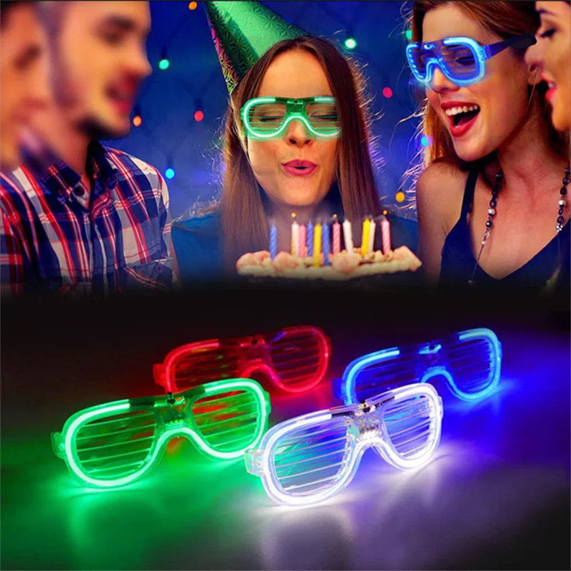 

Led Party Glasses New Year Birthday Luminous Eye Neon Flashing Toys Light Up Glow 6 Color Sunglasses Plastic Adults Kids Favors