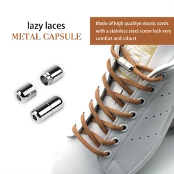 1Pair Elastic Semicircle Shoelaces No Tie Shoelaces Lazy Laces Oval Metal Quick Lock Fits Kids and Adult Sneakers Shoelace