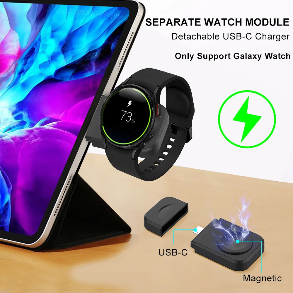 Caricabatterie Wireless 3 in 1 per Samsung Galaxy Watch 6/5 Pro stazione di ricarica rapida per Galaxy S23 S22 S21 supporto per caricabatterie pieghevole