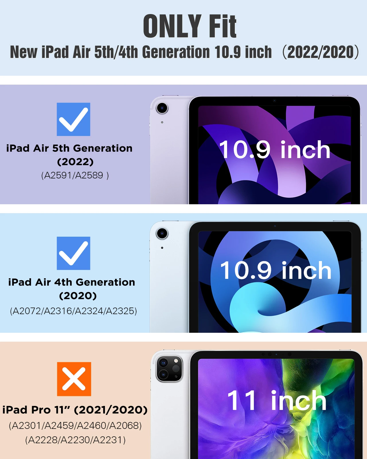 Funda magnética para iPad Air 5/4, funda inteligente delgada para iPad Air  de 5ª/4ª generación de 10.9 pulgadas modelo 2022/2020, funda con soporte