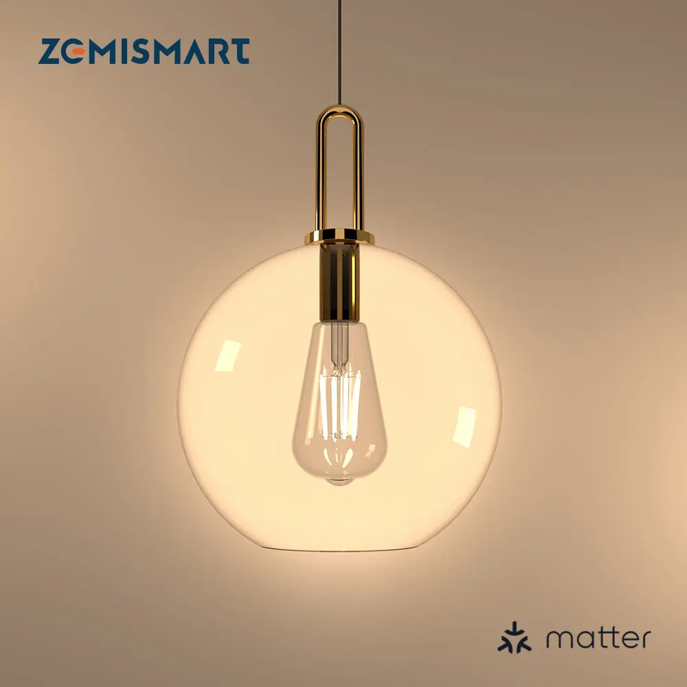 Zemismart Matter Over WiFi LED Filament Bulb ST64 E27 Dimmable Tungsten Lamp SmartThings Siri Alexa Google Home 220V CCT Light