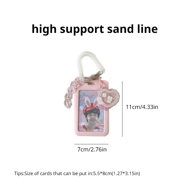 Card Holder 11cm Vertical High Value Flash Pink Love Clouds Gradient Coo Card Keychain Bus Student ID Holder