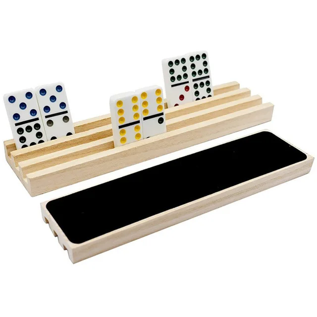 Wooden Anti-slip Base Tray for Domino Game Accessories Multi-function Design Natural Wood Storage Organizer Family Fun Wooden 1