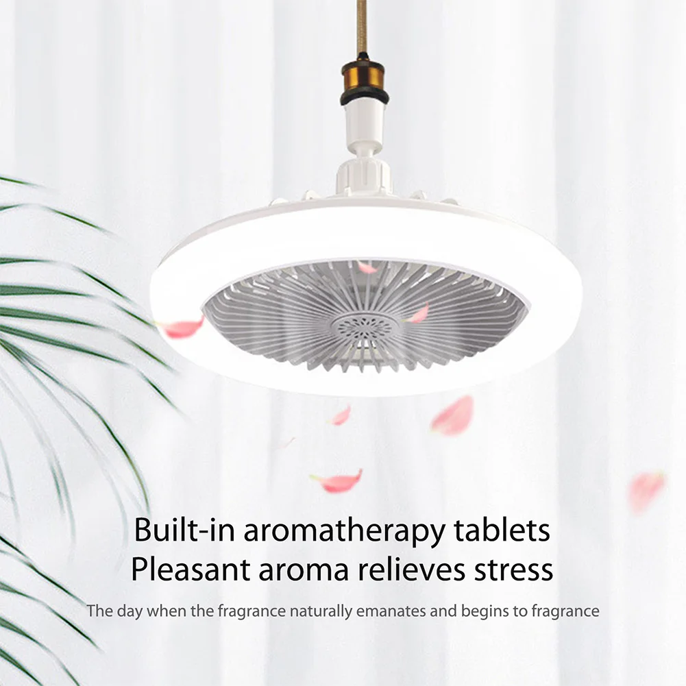 30W E27 Electric Fan Lamp 360 Rotating Aromatherapy Fan Lamp Remote Control LED Light Aromatherapy Fan Dimmable for Home Kitchen