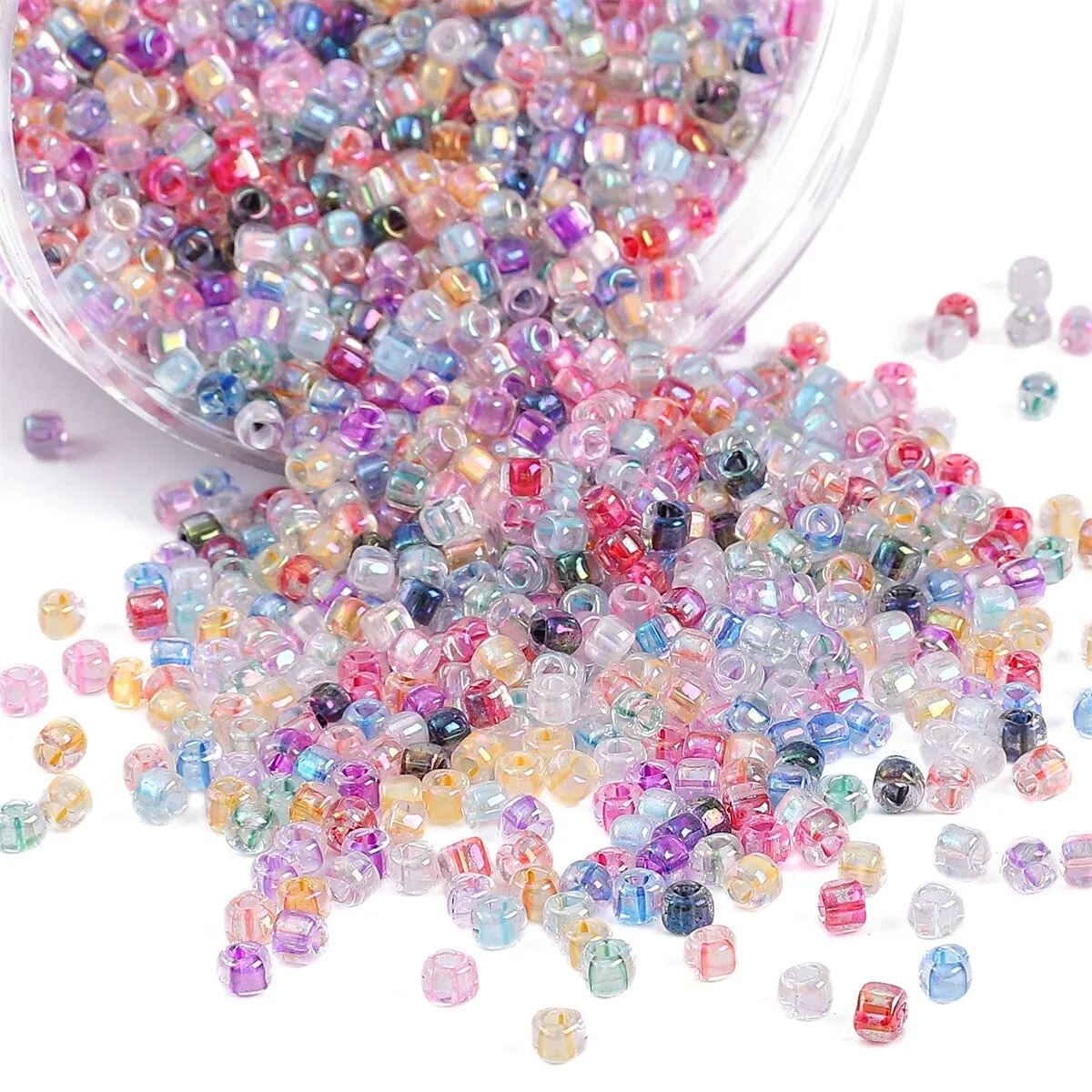 About 840pcs Premium 4mm Fantasy Dyed Core Triangle Beads Glass Seed Beads Loose Beads For DIY Handmade Beaded Jewelry Material