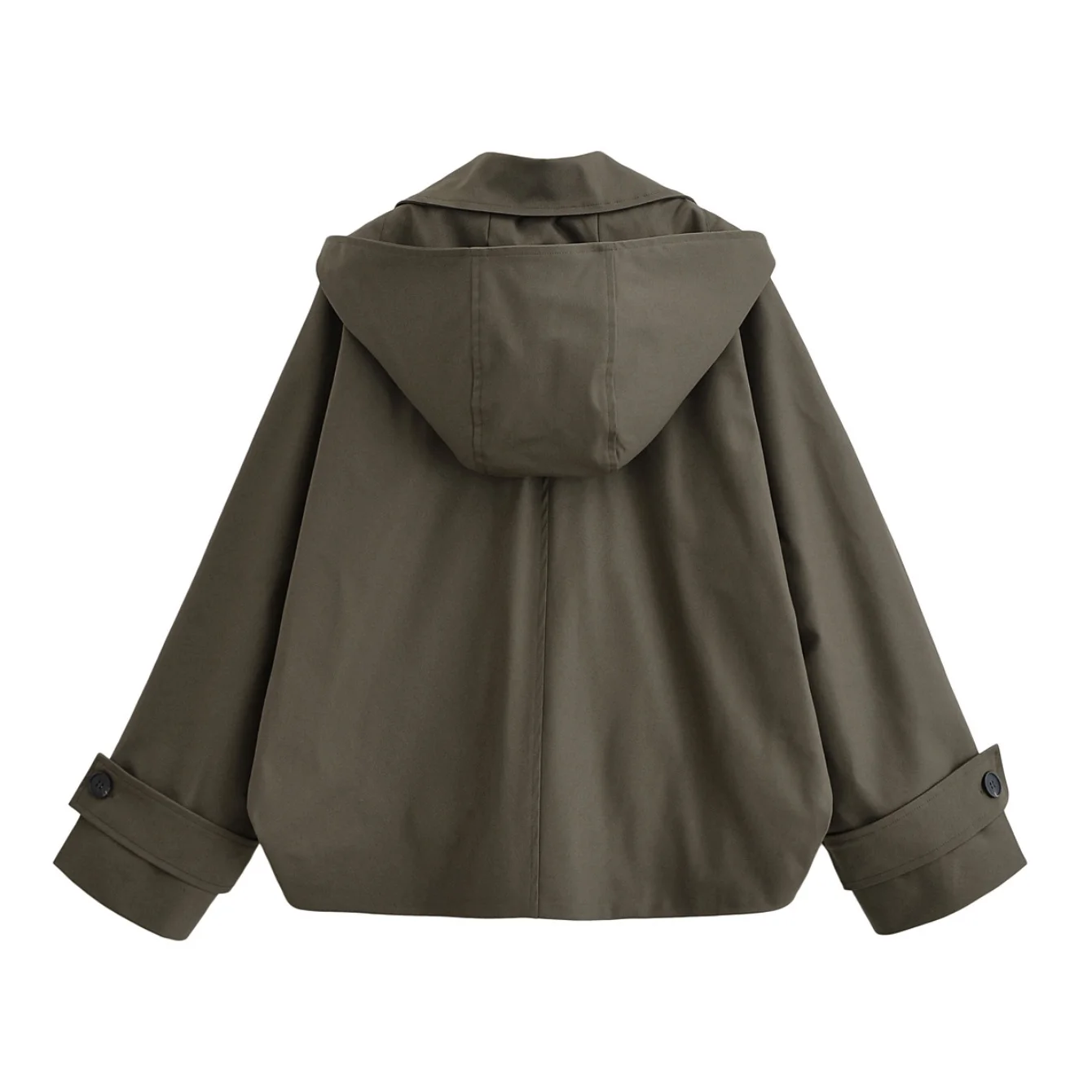 Female Cape Style Windbreaker Jackets Coat Hood Cropped Jacket Women Solid Trench Coat Autumn Long Sleeve Autumn Winter Coats