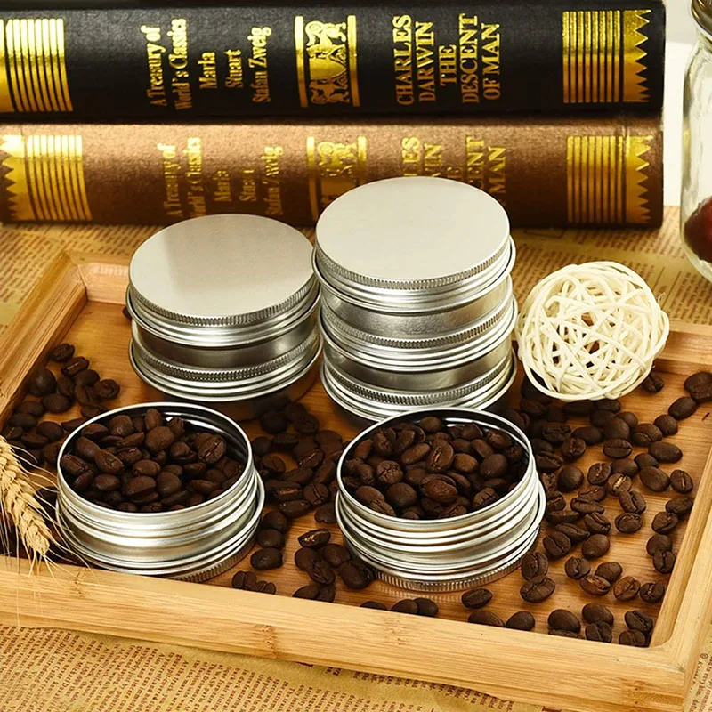 100pcs Empty Candle Jar 5/10/15/20/30/50/60g Aluminum Black Cream Cosmetic Container Refillable Bottles Lip Balm Gloss Packaging
