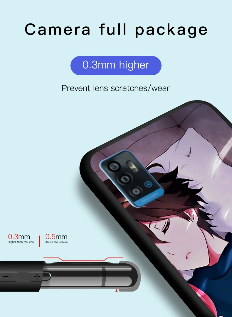 For ZTE Blade A71 Case Silicon Back Cover Phone Cases for zte blade A 71 a71 Soft Coque Fashion Cute TPU bumper Protective Bags neck pouch for phone