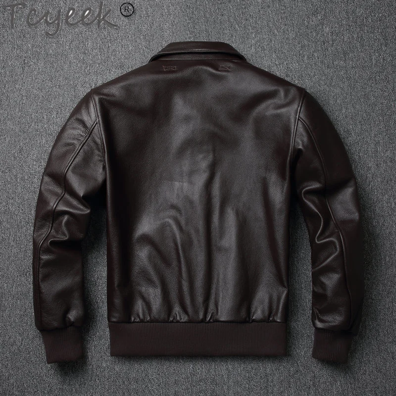 

Fall Spring Clothes Top Layer Cow Jackets Man A2 Casual Leather Coat Air Force Oversize Motorcycle Jacket for Men