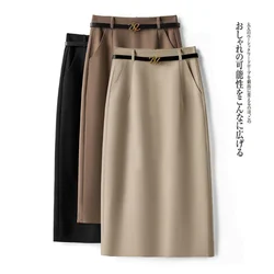 Korean Style Skirt Workwear High Waist A- Line Skirt for Women 2023 Spring Autumn New One-Step Professional Suit Hip Skirt Women