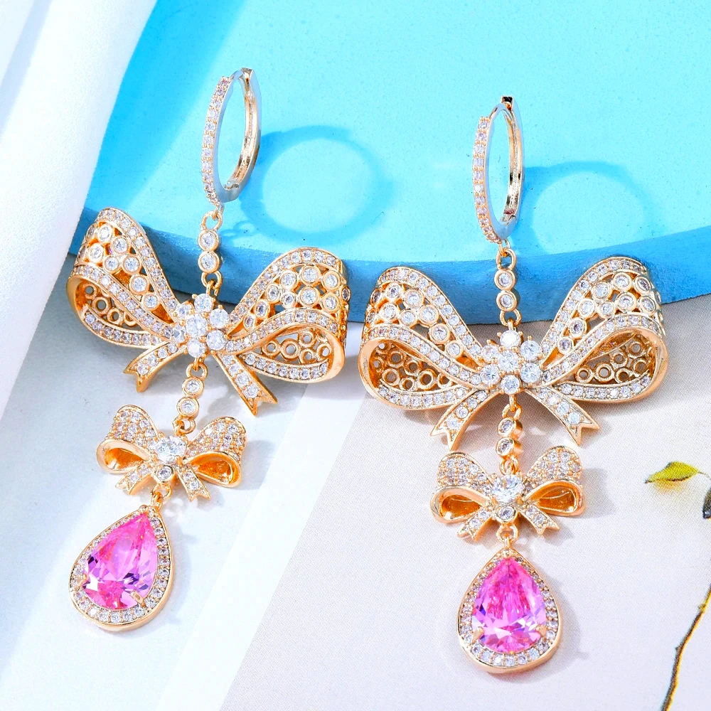 

Missvikki Bowknot Long Pendant Earrings for Women Bridal Wedding Party Boho Charm Ins Style Be Original Lady Girl Gift Jewelry