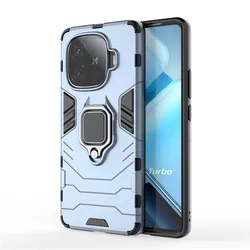 Enhanced Protective Armor Bumper Phone Case with Holder for IQOO Z9 Turbo Plus (NavyBlue)