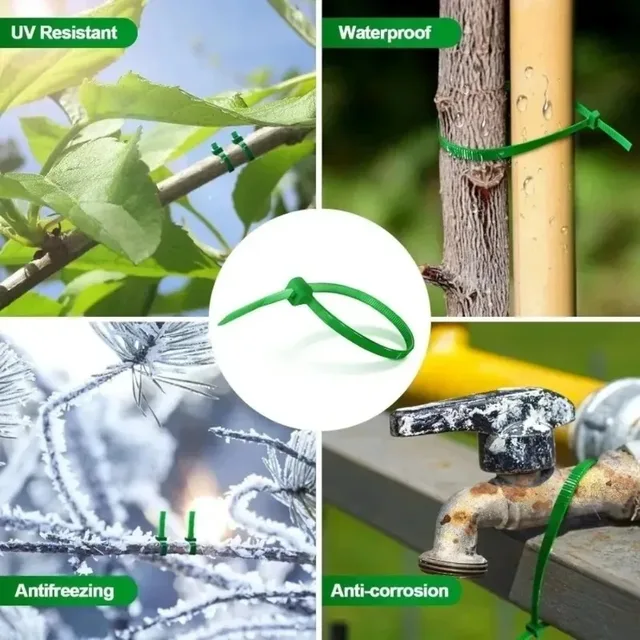 300/50PCS Plants Fixed Ties Multifunctional Green Nylon Cable Ties Self-locking Heavy Duty Fastening Ring Sealing Wraps Strap 6