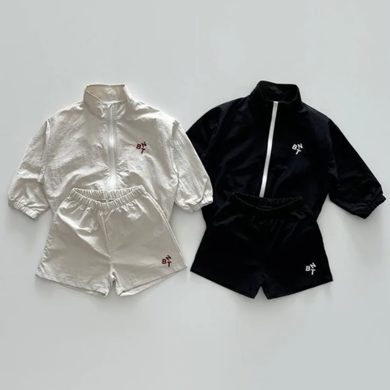 Summer Girls Boys Ultralight Sun-Protective Clothes Sets 2Pcs Zipper Jackets + Shorts Kids Tracksuits Coats Child Outfit Costume 3