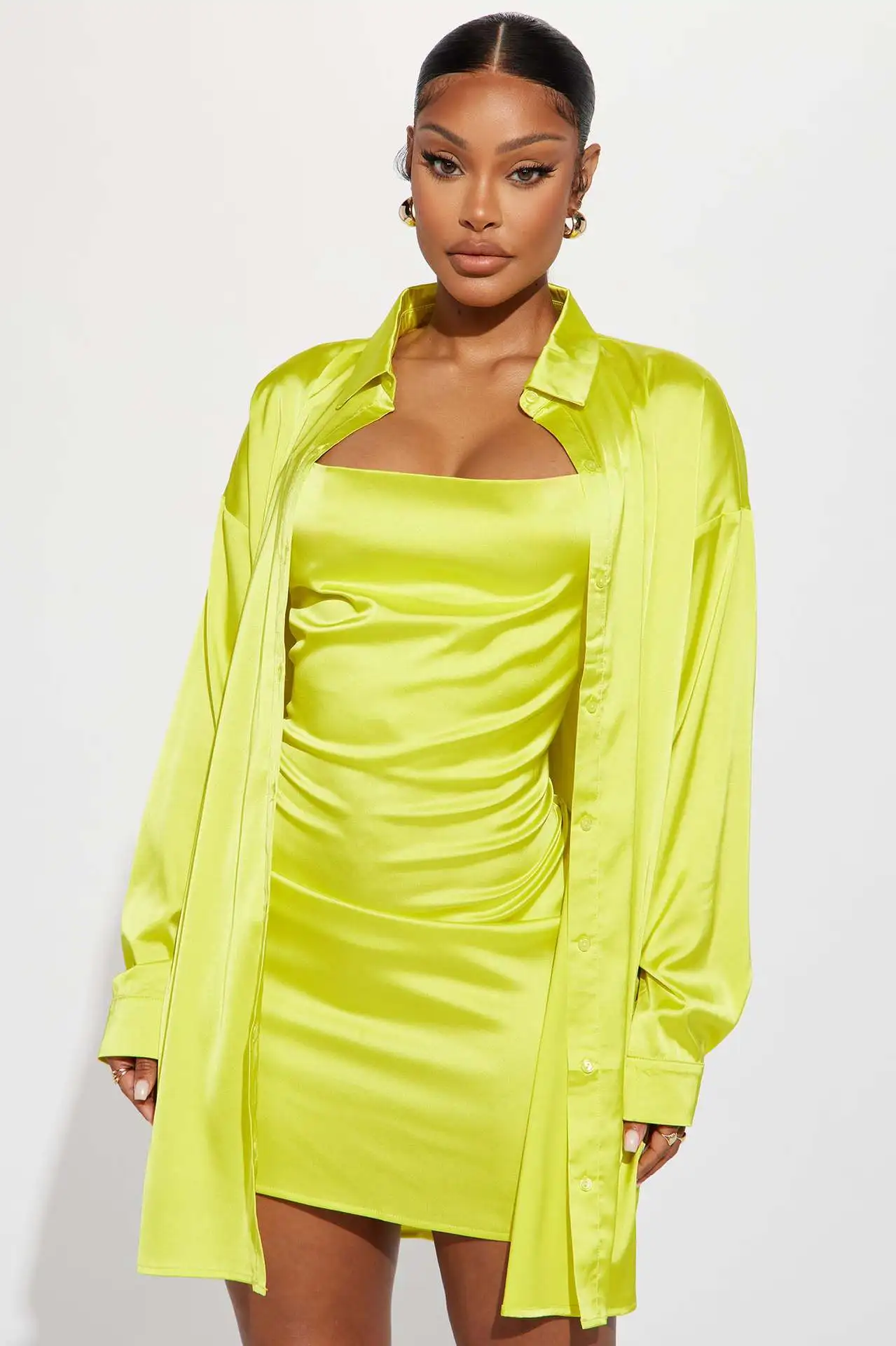 Nightclub Party Sets To Dress Solid Long Sleeves Shirt Jacket Suit Autumn Sexy Suspenders Mini Dresses Two Piece Set for Women