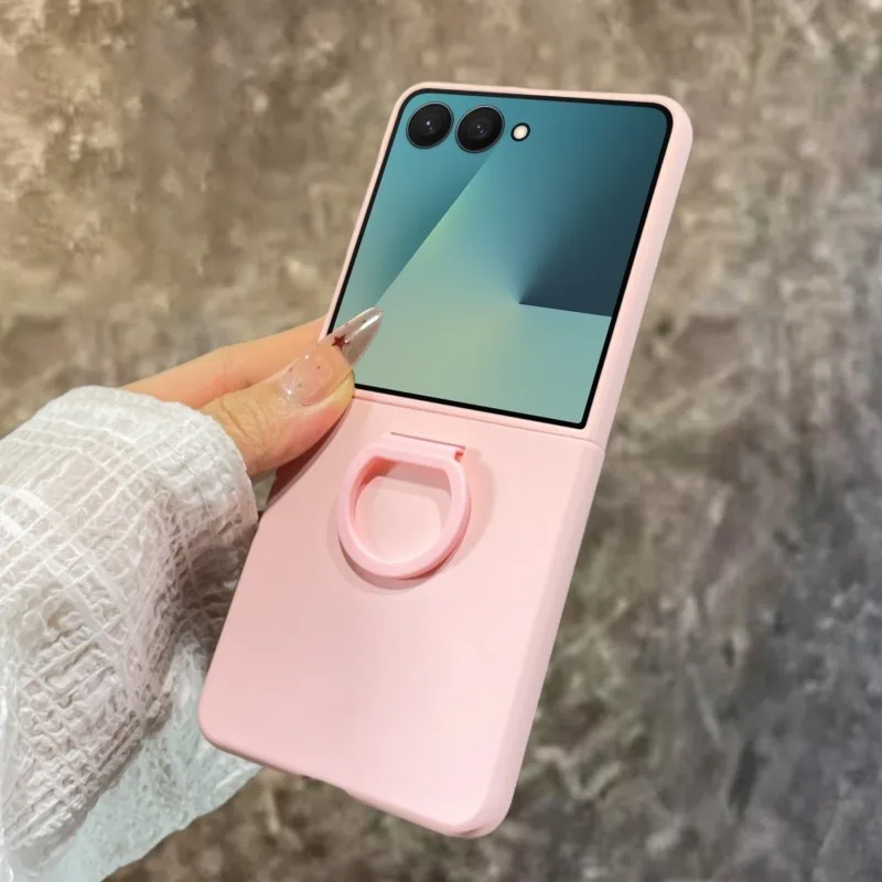 Matte Color Finger Ring Holder Protective Case - Durable PC Hard Shell Back Cover
