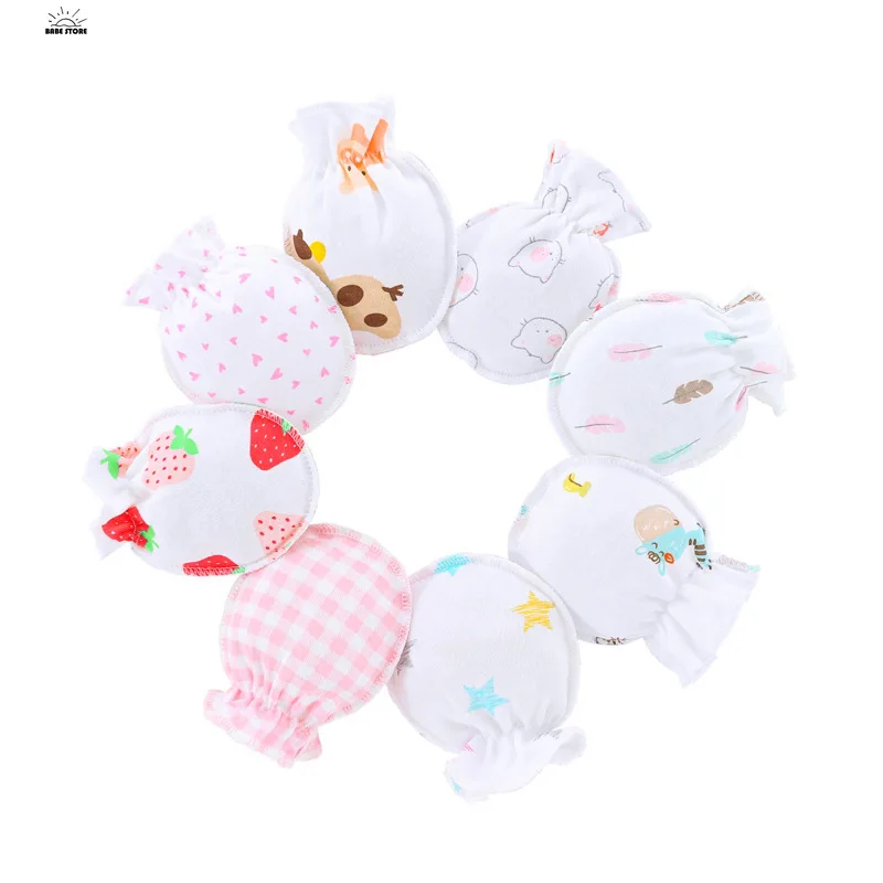 Baby Mittens Anti Scratching Gloves 1/5Pairs Newborn Baby Gloves Cotton 0-3 Months Infant Anti-Grab Face Anti-Eat Hand Glove Cute Printed Glove