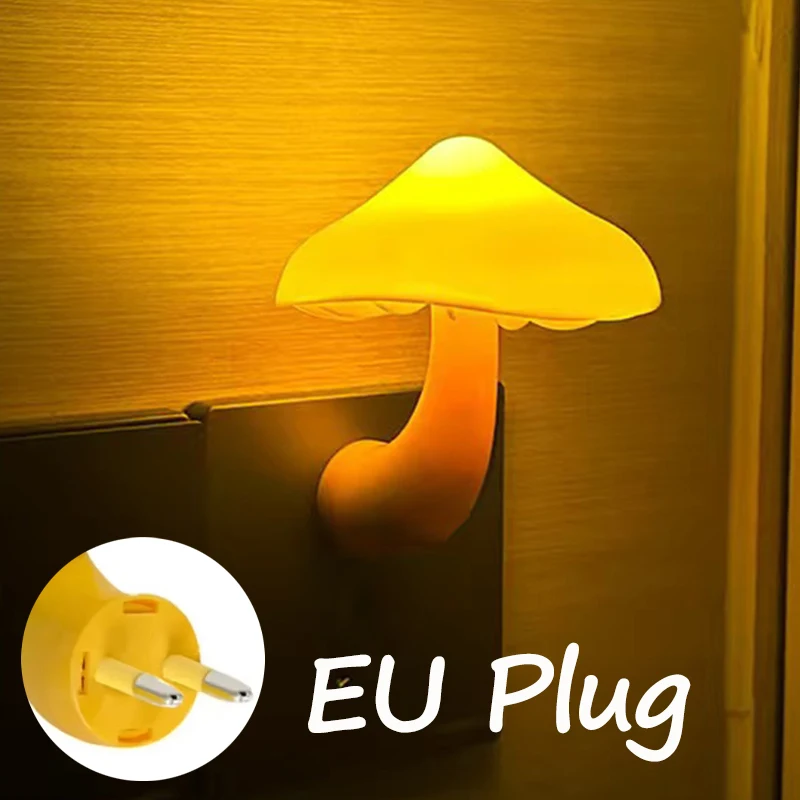 1PC Mushroom Night Light Plug-in Lamp,Dimmable LED Nightlight,Bedroom,Kids Room,Nursery,Hallway,Bathroom,Toilet,Auto On/Off