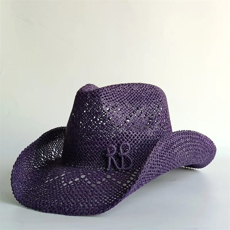 Western Cowboy Straw Hat Letter Straw Hats for Women Men Summer Outdoor Holidays Beach Sun Hat Straw Hats for Women Panama