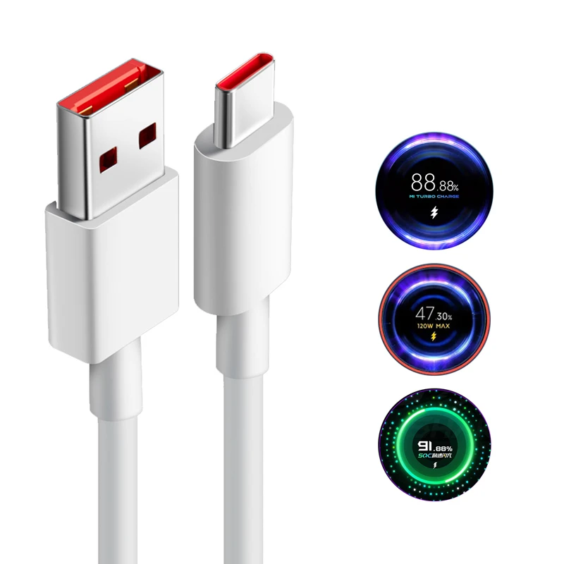 Фото 120W 67W 55W Turbo Charger Type C Cable Для XIAOMI 12S Ultra 12 Pro 10S MIX4 Redmi Note 11 Pro + K50 Black Shark 4S POCO №2