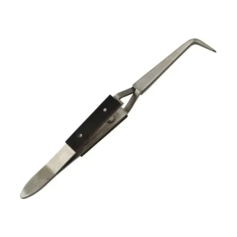 Stainless Steel Cross Locking Lock Tweezer Self Closing Jewelry Soldering Craft Repair Tool Insulated Straight Elbow Tip