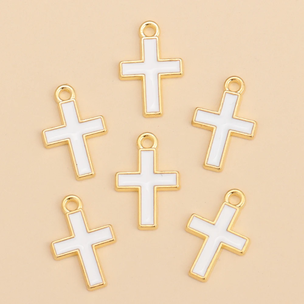 10 Teile/los Bunte Emaille Kreuz Charms Legierung Christian Kleine Anhänger für Ohrringe Armband Nette Charme Schmuck DIY Zubehör – Detail 7