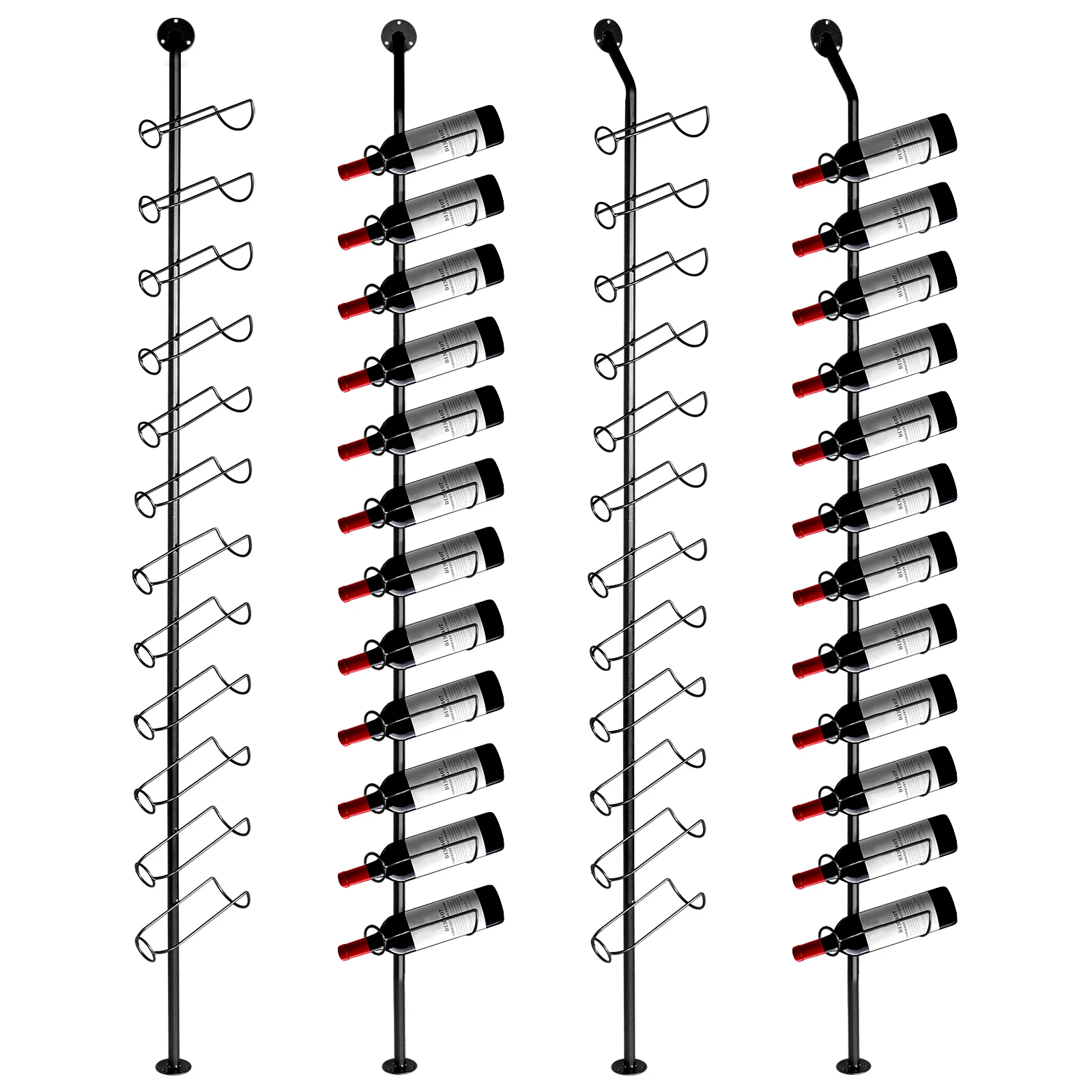 5 Pack Wall Mounted Wine Rack for 60 Wine Bottles Wine Bottle Holder Wine Storage Organizer for Bar Kitchen Cellar Restaurant