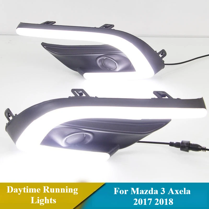 DRL for Mazda 3 Mazda3 Axela 2017 2018 Led Daytime Running Lights Front Fog Lamp Cover Headlight 12V Daylight with Turn Signal detail image 4