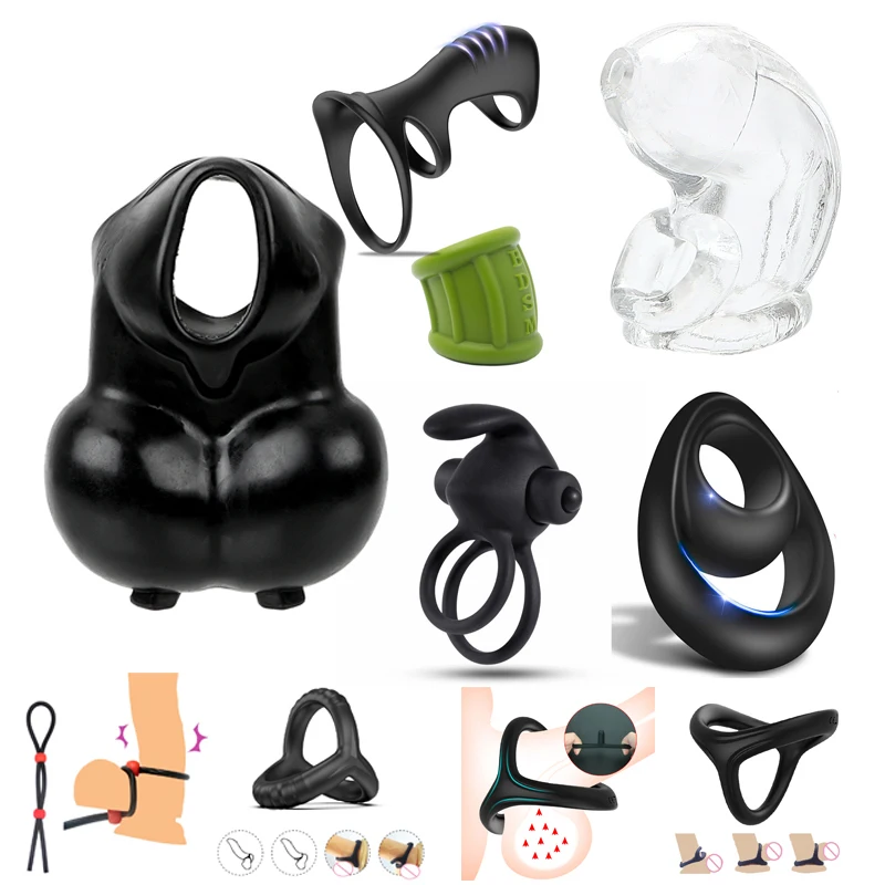 Penis Rings Male Silicone Cock Ring Scrotum Bind Delay Ejaculation Sexy Erection Rings Couple Lover Sex Shop Sex Toys For Men penis rings